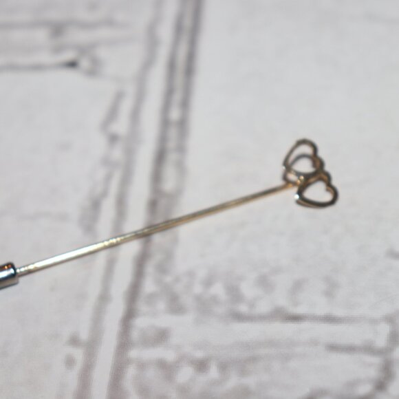 💛✨📌 VINTAGE GOLD HEART STICK PIN · 2.75" · END CAP INCLUDED - Picture 3 of 4